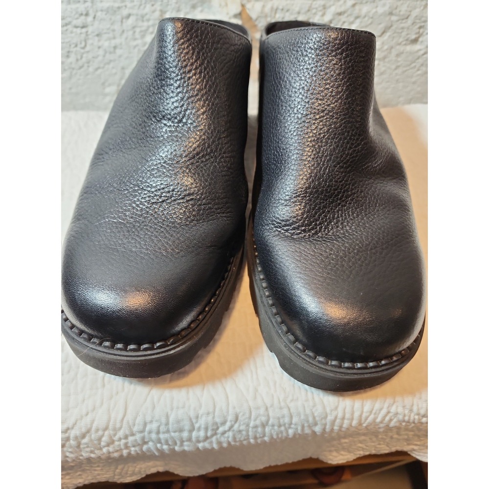 Vionic Fairfax Black Leather Lug Sole Mule Clogs Orthotic Comfort 8.5 - Picture 4 of 7